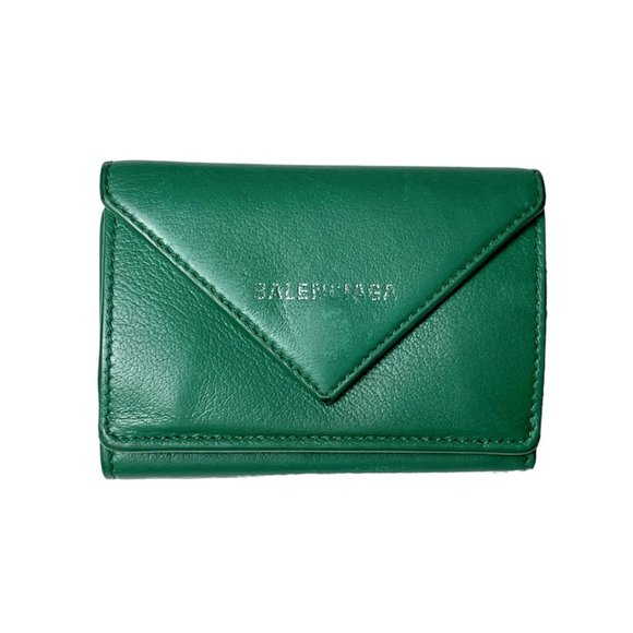 Balenciaga | Papier Mini Green Leather Trifold Envelope Wallet - Picture 1 of 10